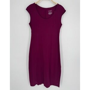 Fair Indigo Organic Pima Cotton Sheath Dress Medium Plum Purple Sustainable NWT